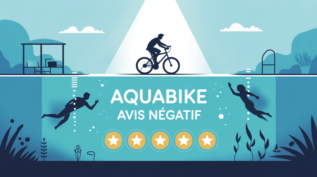 aquabike avis négatif illustration piscine silhouettes déçues