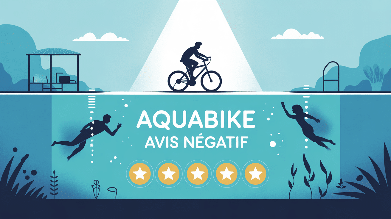 aquabike avis négatif illustration piscine silhouettes déçues