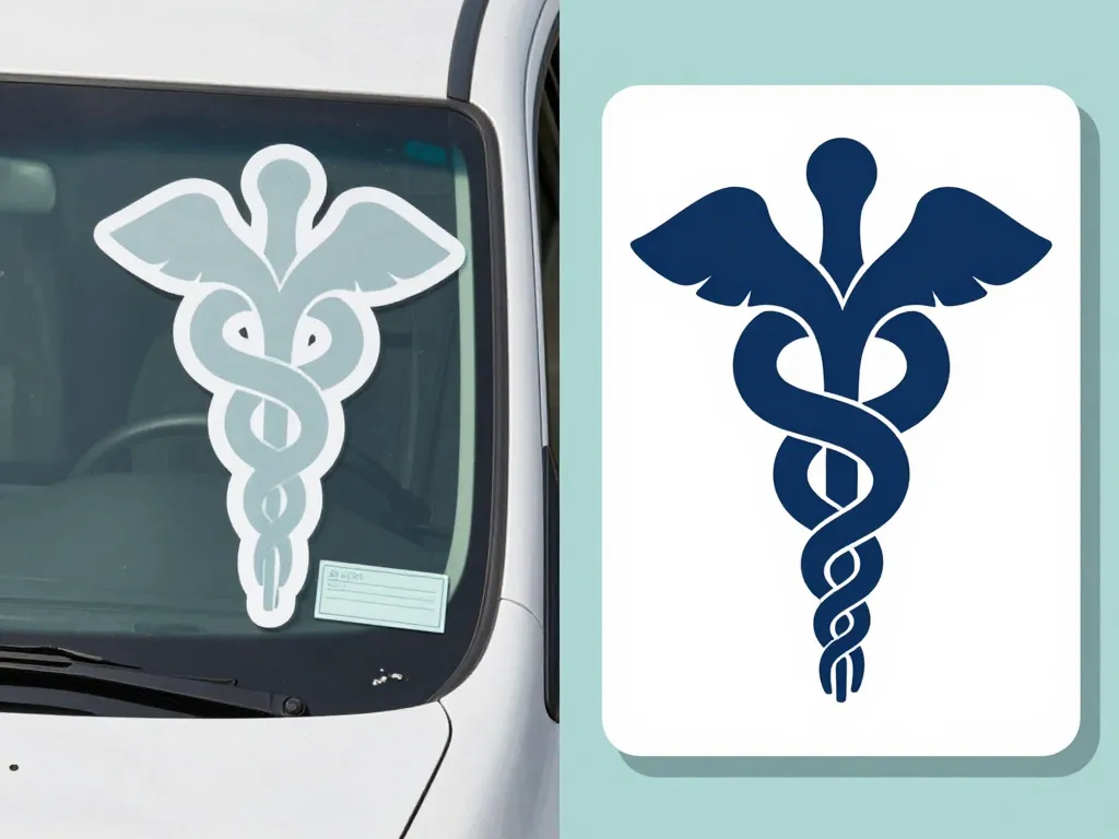 schéma du bon placement du caducée infirmier sur véhicule et plaque