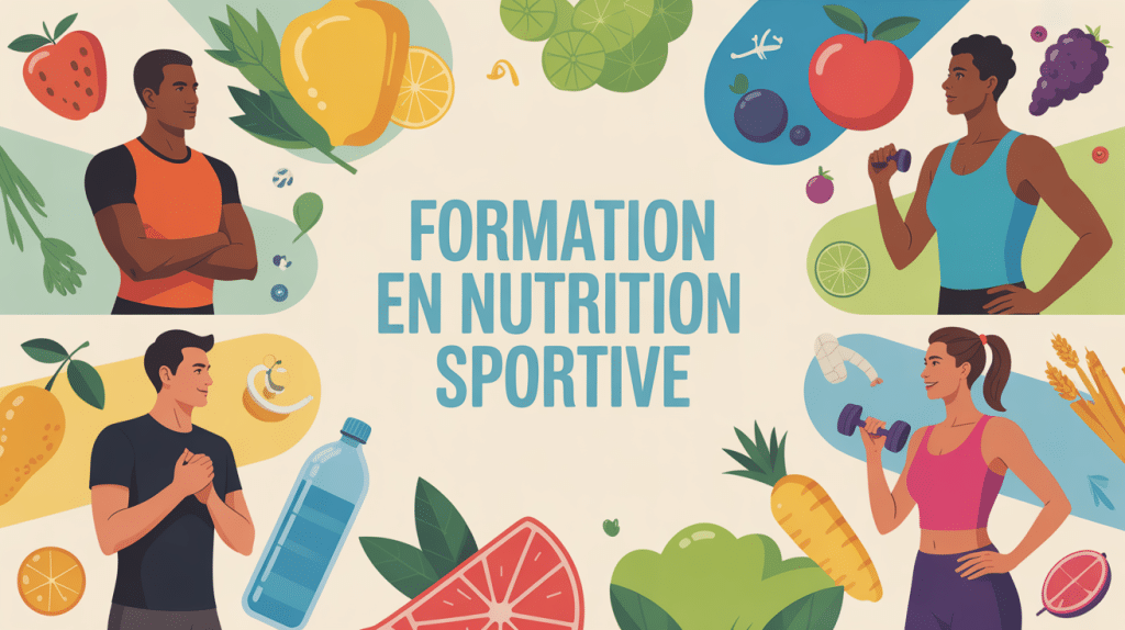 illustration formation en nutrition sportive coach et sportifs éléments alimentaires