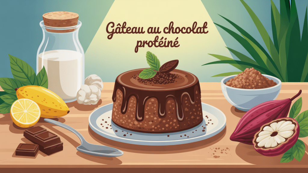 gateau au chocolat proteine stylise avec ingredients sains