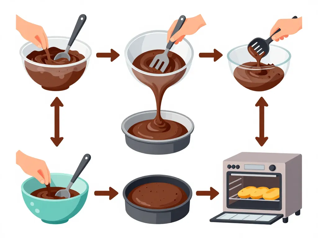 etapes preparation gateau au chocolat proteine illustration
