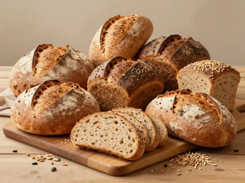 Assortiment pains healthy artisanal grains et graines