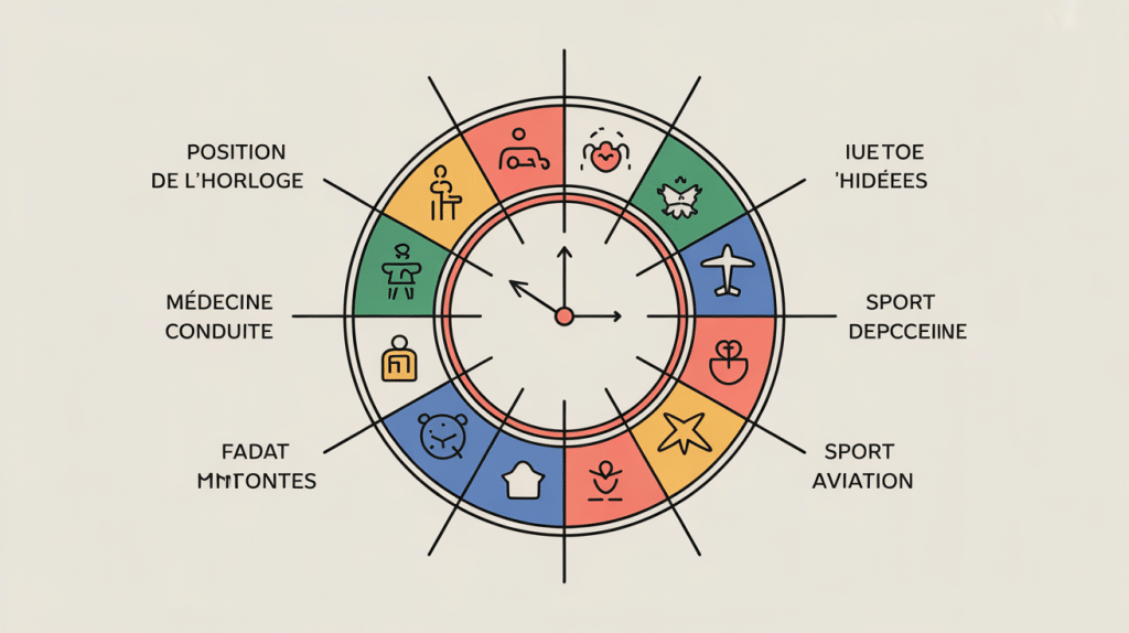 Illustration position de l’horloge cadran spatial universel