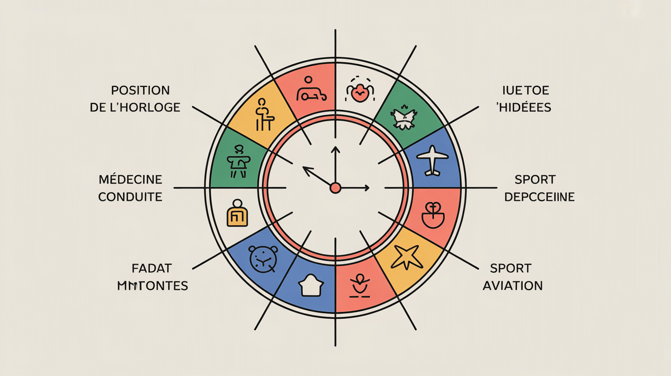 Illustration position de l’horloge cadran spatial universel