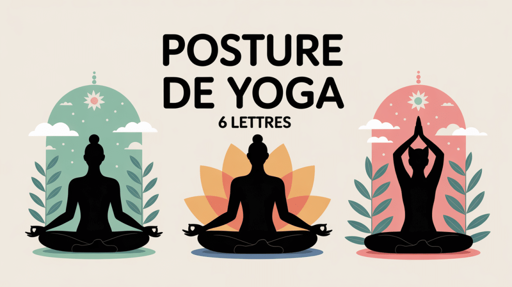 Illustration postures de yoga 6 lettres lotus corbeau chien