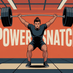 Illustration stylisée power snatches en salle, athlète explosif