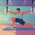 Illustration centrale souleve de terre jambes tendues avec halteres