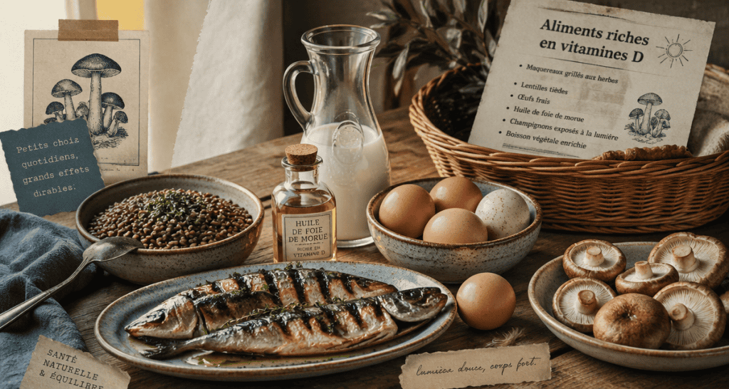 Aliments riches en vitamines D variés
