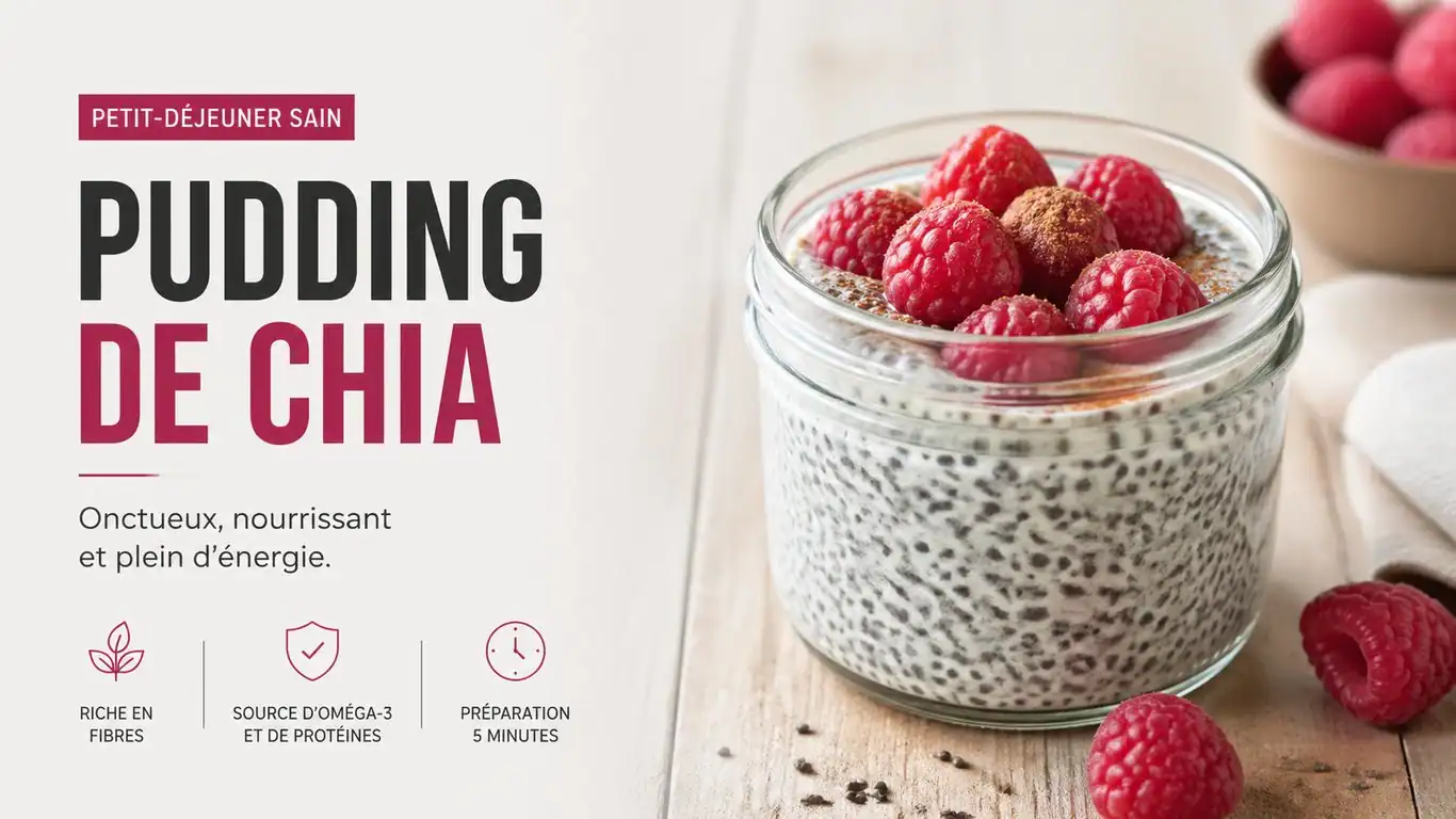 Pudding de chia aux framboises pour un dîner sain, idéal pour manger des graines le soir