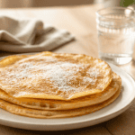 peut on manger des crêpes dans un regime sans residus, crêpes sur assiette blanche