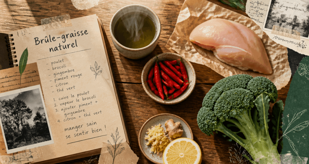 aliments brûle graisse sur table cuisine
