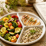 Assiette alimentation perte de poids légumes poulet quinoa