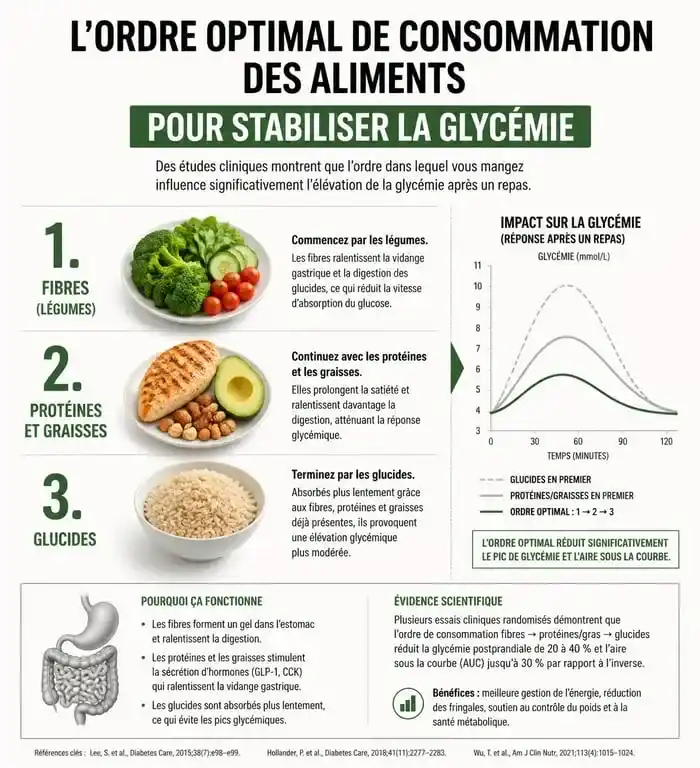 Infographie sur l'ordre des aliments pour réduire la résistance à l'insuline et la perte de poids
