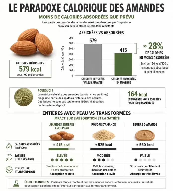 Infographie sur les bienfaits des amandes et la gestion du poids : pourquoi les amandes ne font pas grossir