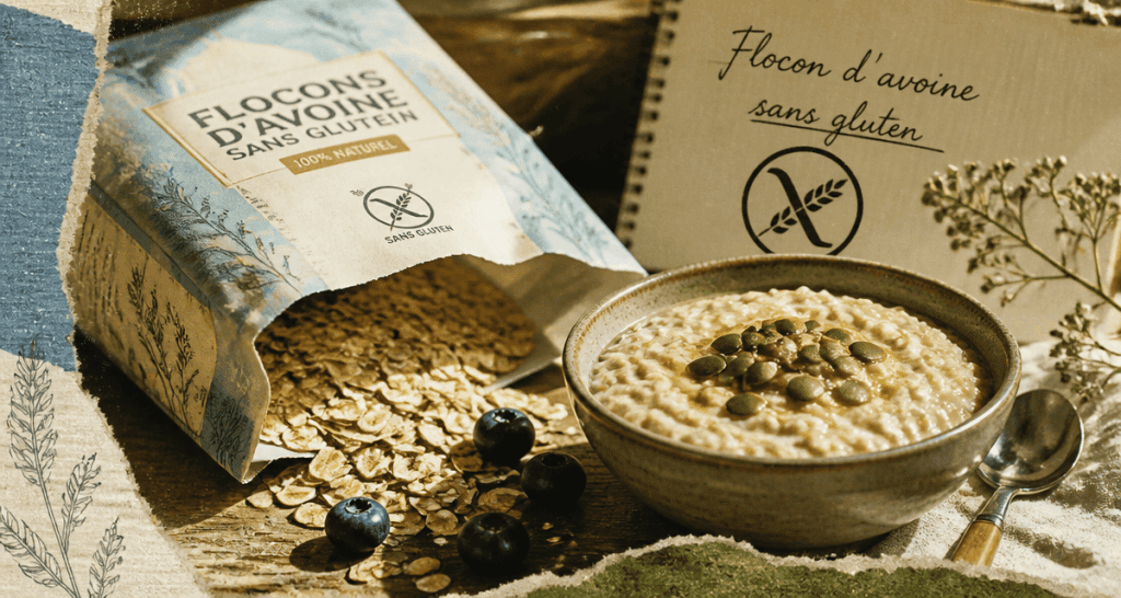 flocon d avoine sans gluten paquet bol myrtilles