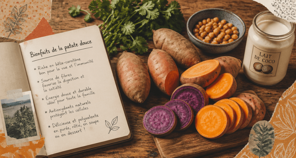 les 5 bienfaits de la patate douce sur une table