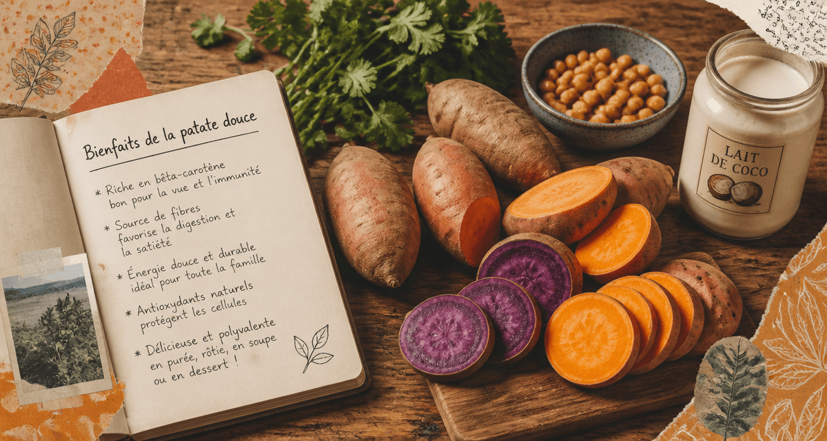 les 5 bienfaits de la patate douce sur une table