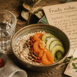 Bol de fruits riches en fer sur table
