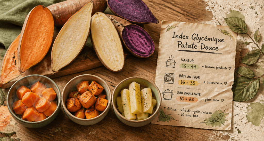 Patates douces index glycemique trois cuissons variétés