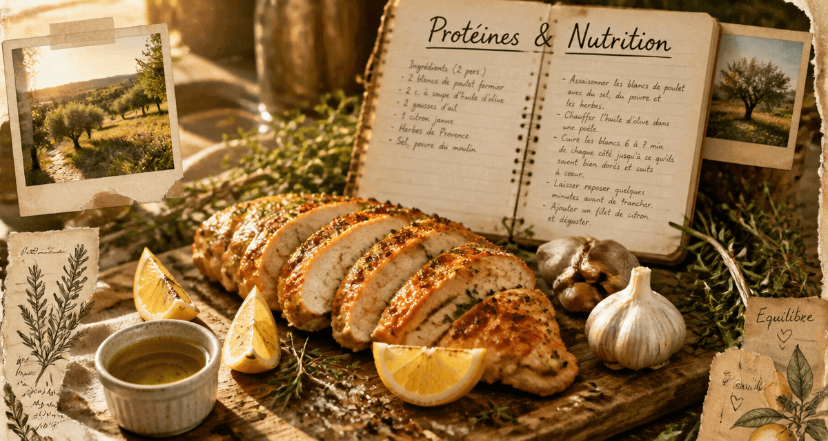protein blanc de poulet doré découpé sur table rustique