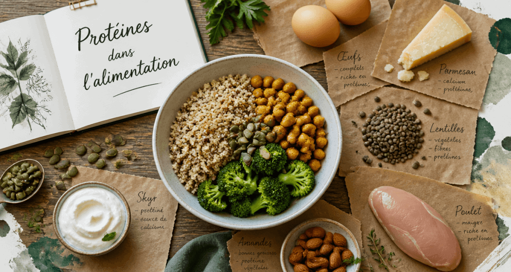 proteines dans les aliments bol quinoa brocoli poulet oeuf