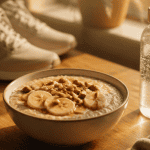 que manger avant le sport bol porridge et baskets
