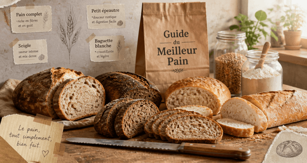 quel est le meilleur pain pour la sante pains variés sur table