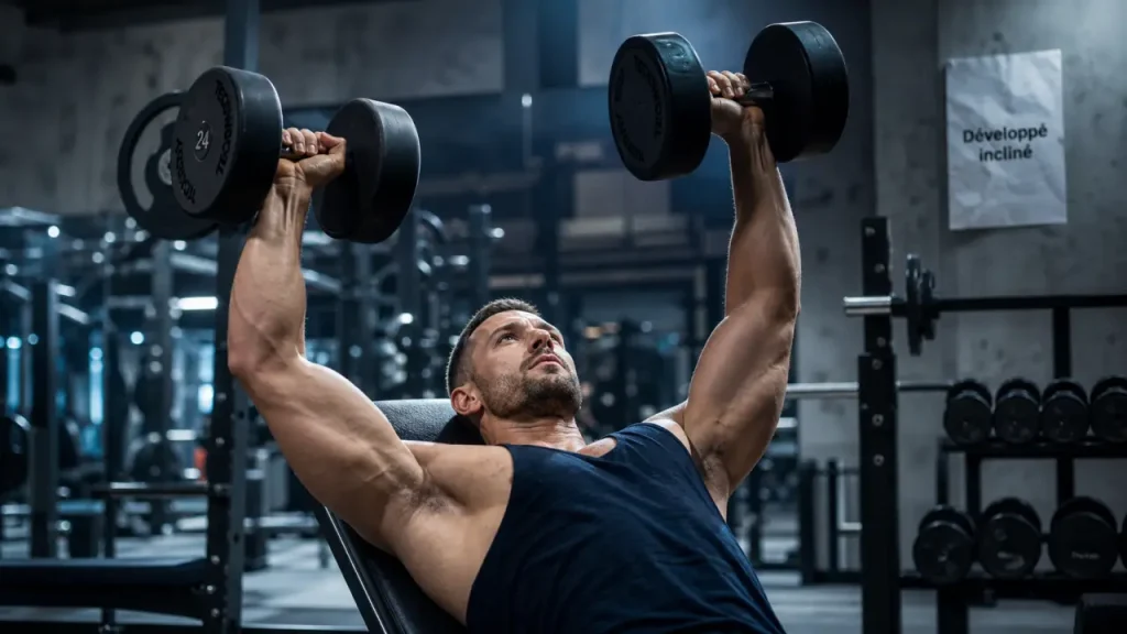 Développé incliné avec haltères : angle du banc, muscles ciblés et erreurs à éviter