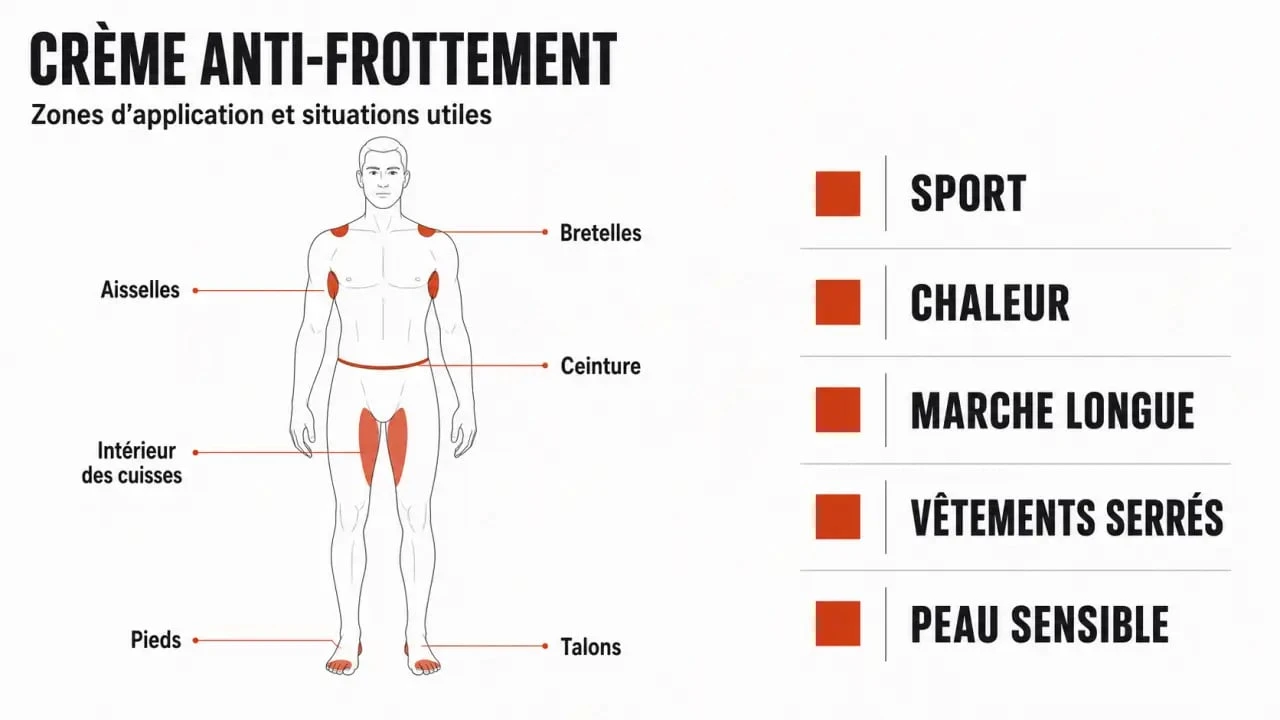 Crème anti frottement : zones d’application et usages courants sur le corps