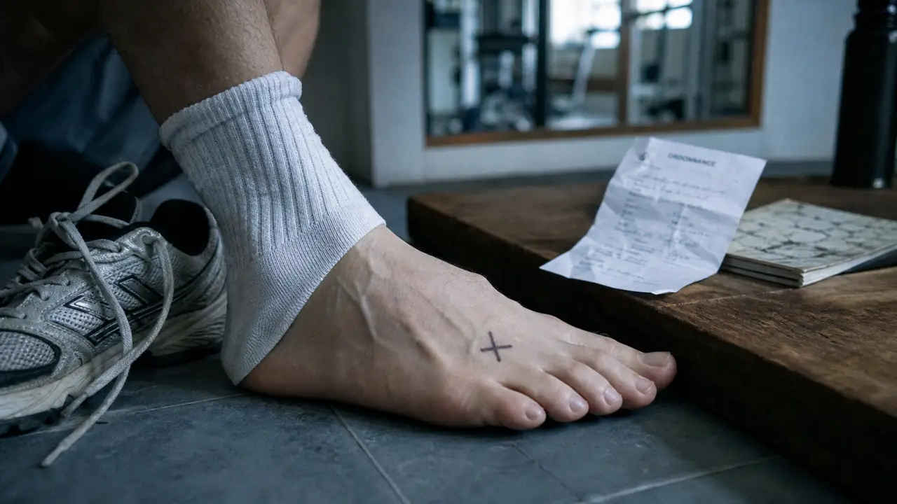 Entorse de fatigue au pied : point douloureux sur le dessus du pied