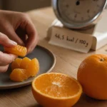 kcal in orange : 46,5 kcal pour 100 g, orange et quartiers