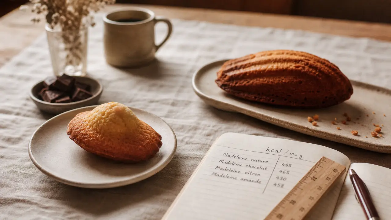 Madeleine calories : 63 à 192 kcal selon le format