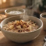 Petit déjeuner cholestérol : bol d’avoine, pomme et noix, café sans sucre