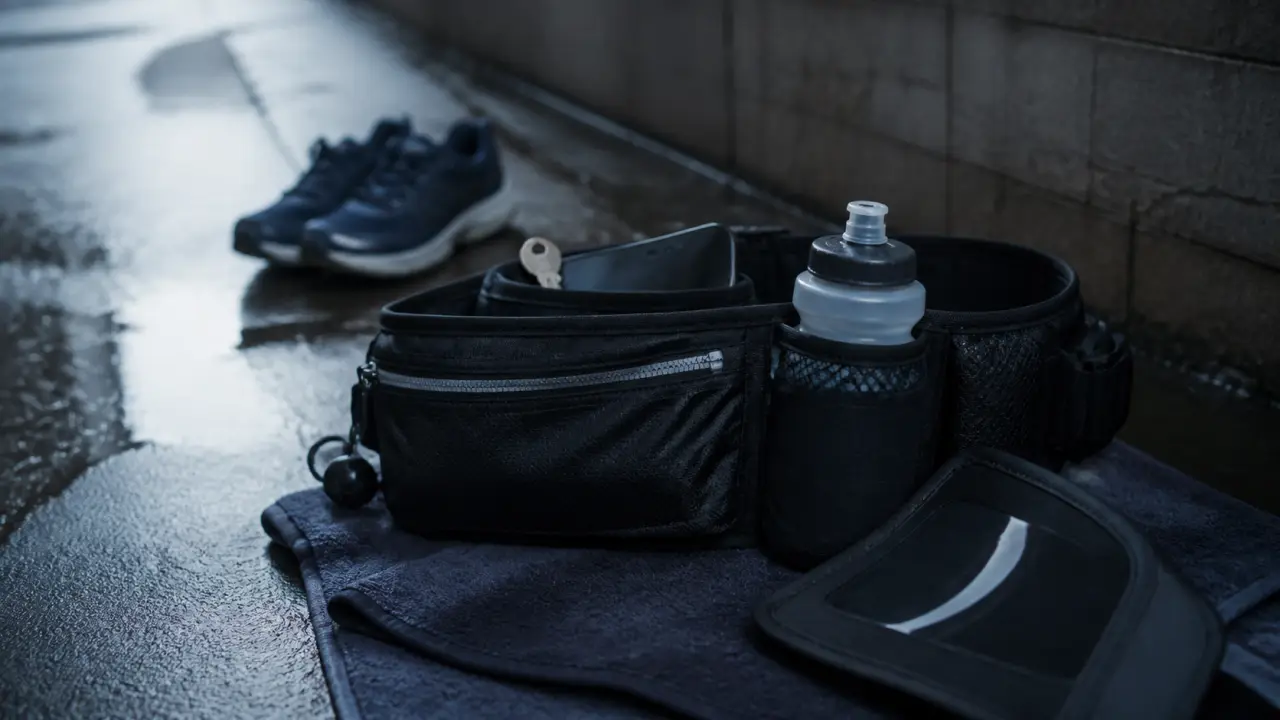 Accessoires course à pied : ceinture et soft flask pour hydratation, visibilité