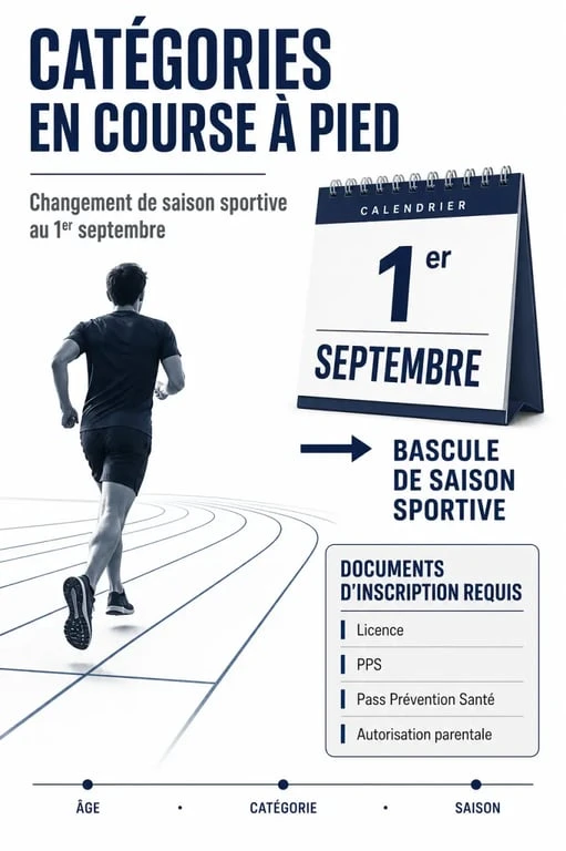 Catégories course à pied : bascule au 1er septembre et documents d’inscription requis