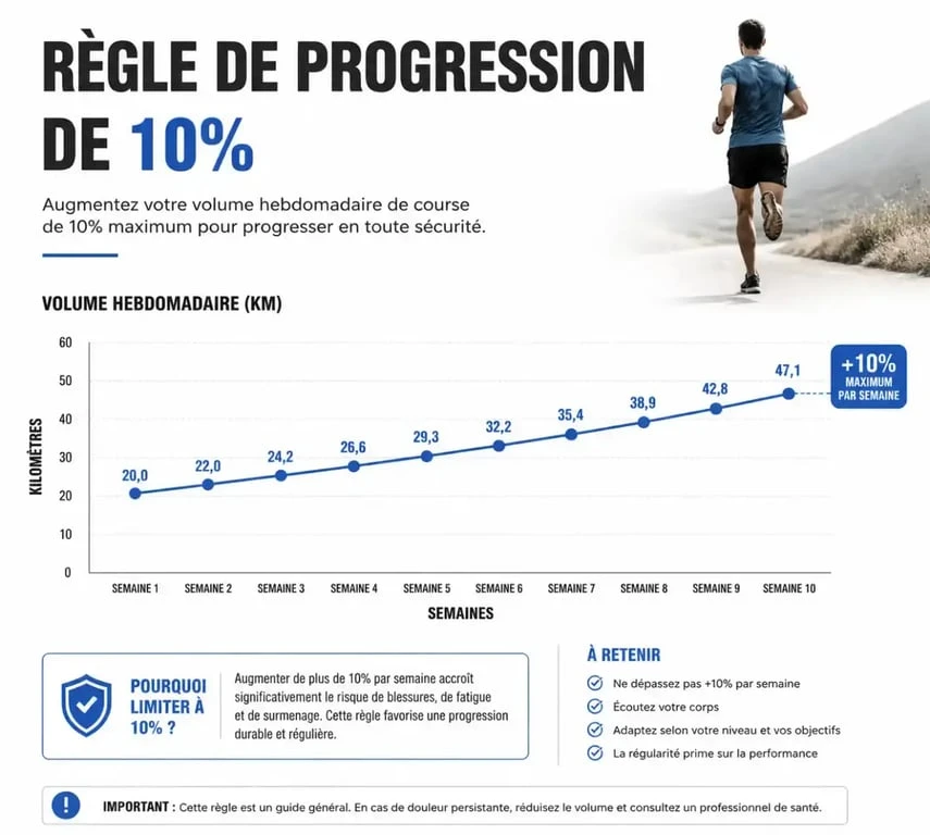 Graphique de la règle de progression de 10% en course à pied