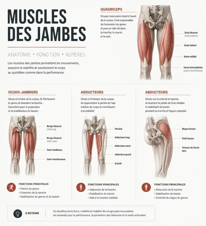 Schéma anatomique des muscles pour se muscler les cuisses