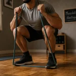 Musculation avec un elastique : squat en salle
