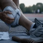 Périostite tibiale traitement naturel : glace sur le tibia d’un coureur
