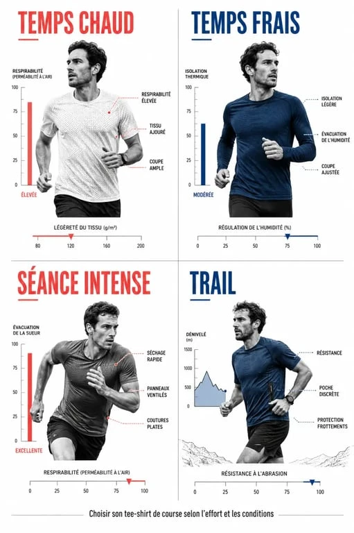 Choisir un tee shirt course à pied selon la météo, l’intensité et le terrain