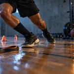 Préparation physique basket : freinage et sprints répétés sur parquet