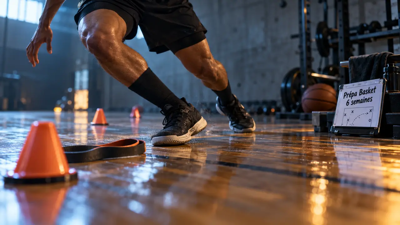 Préparation physique basket : freinage et sprints répétés sur parquet