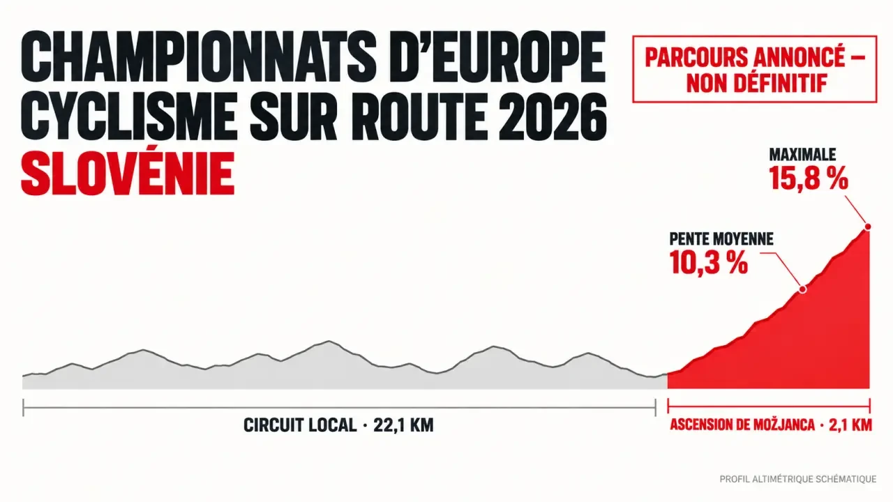 Profil annoncé du parcours 2026 du championnat d'Europe de cyclisme sur route en Slovénie