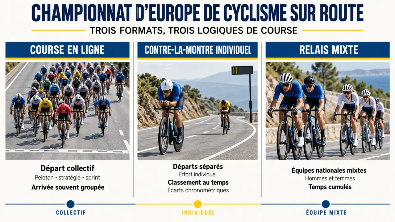 Infographie des épreuves du championnat d'Europe de cyclisme sur route