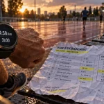 Temps course à pied : montre GPS affiche 4:58/km, marathon